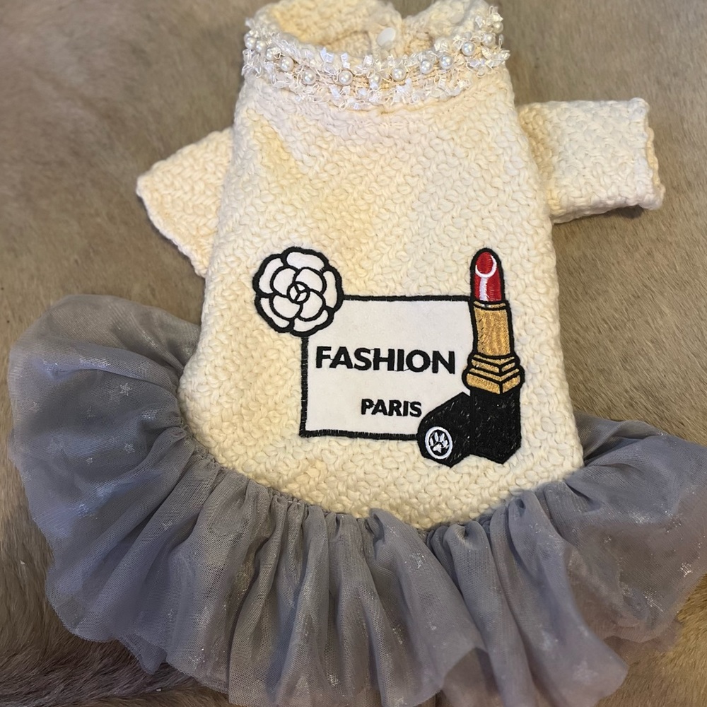 NWT Designer Inspired Dog Dress with embellished pearl neckline by PETCIRCLE